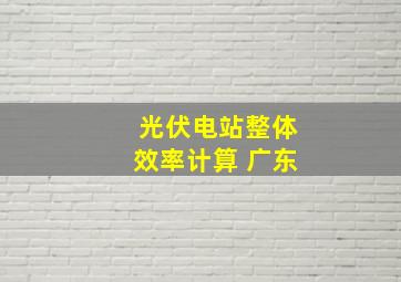 光伏电站整体效率计算 广东